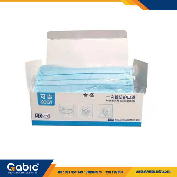 Mascarilla Rectangular Celeste Caja X 50
