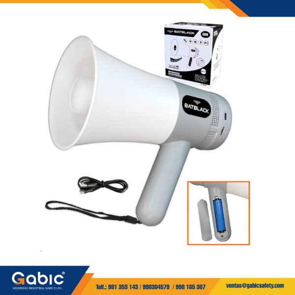 Megafono Recargable 60W Con Grabación 350 Seg Bateria 3.7V, 1800 Mah