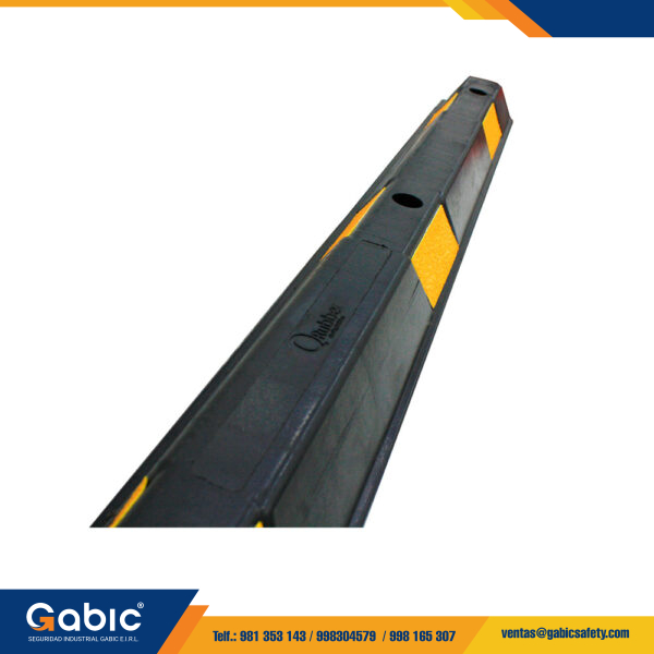 Tope de Estacionamiento de Caucho Negro Amarillo 180 cm con Perno 12×7 pulgadas