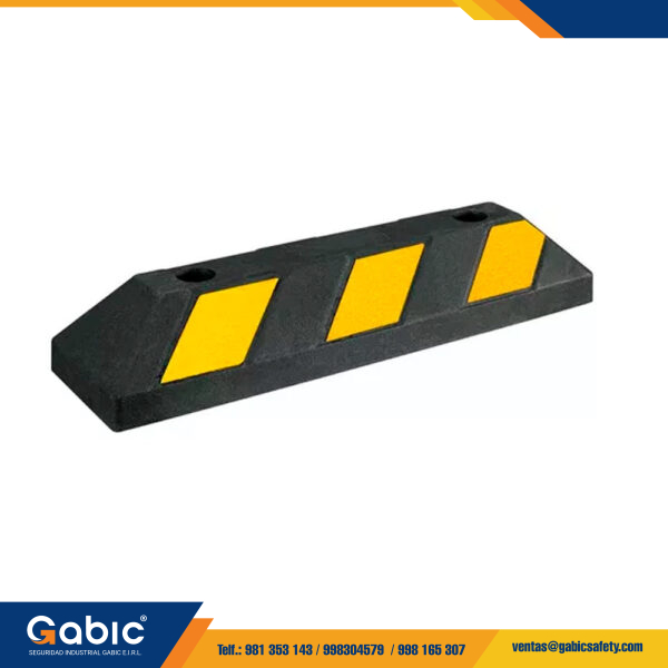 Tope de Estacionamiento de Caucho Negro Amarillo 55 cm con Perno 12×7 pulgadas