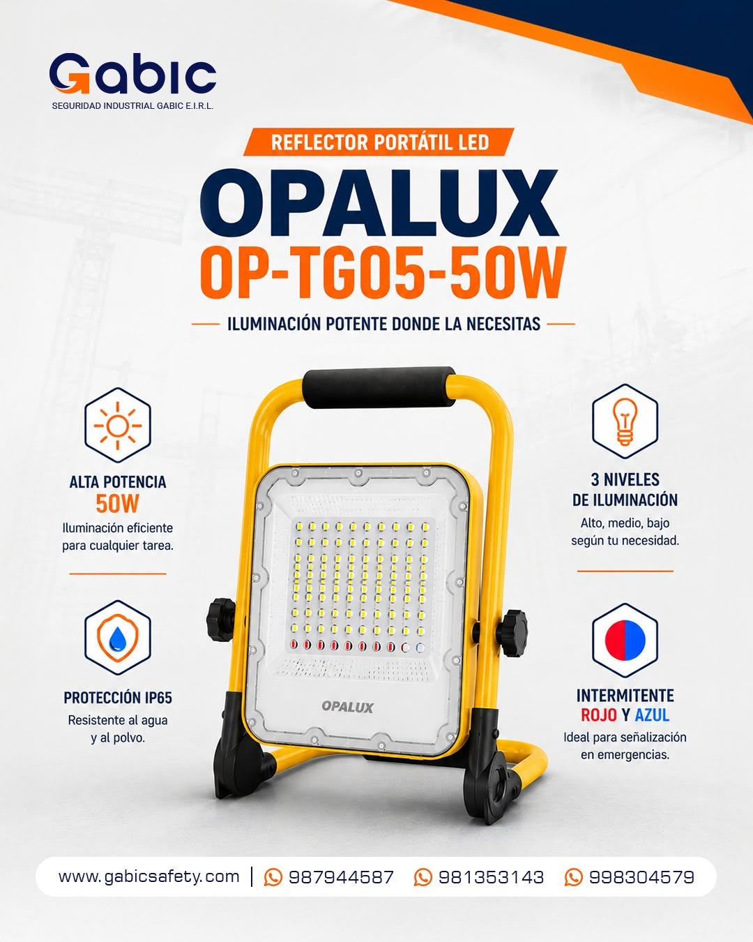 Reflector Portatil Led Recargable Opalux - Imagen 2